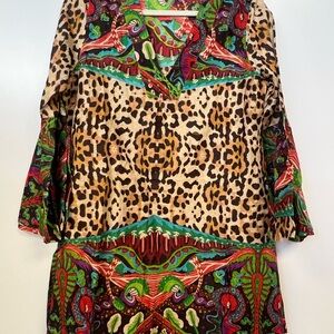 Antica Sartoria Shirt Dress By Giacomo Cinque Leopard Boho Beach Coverup